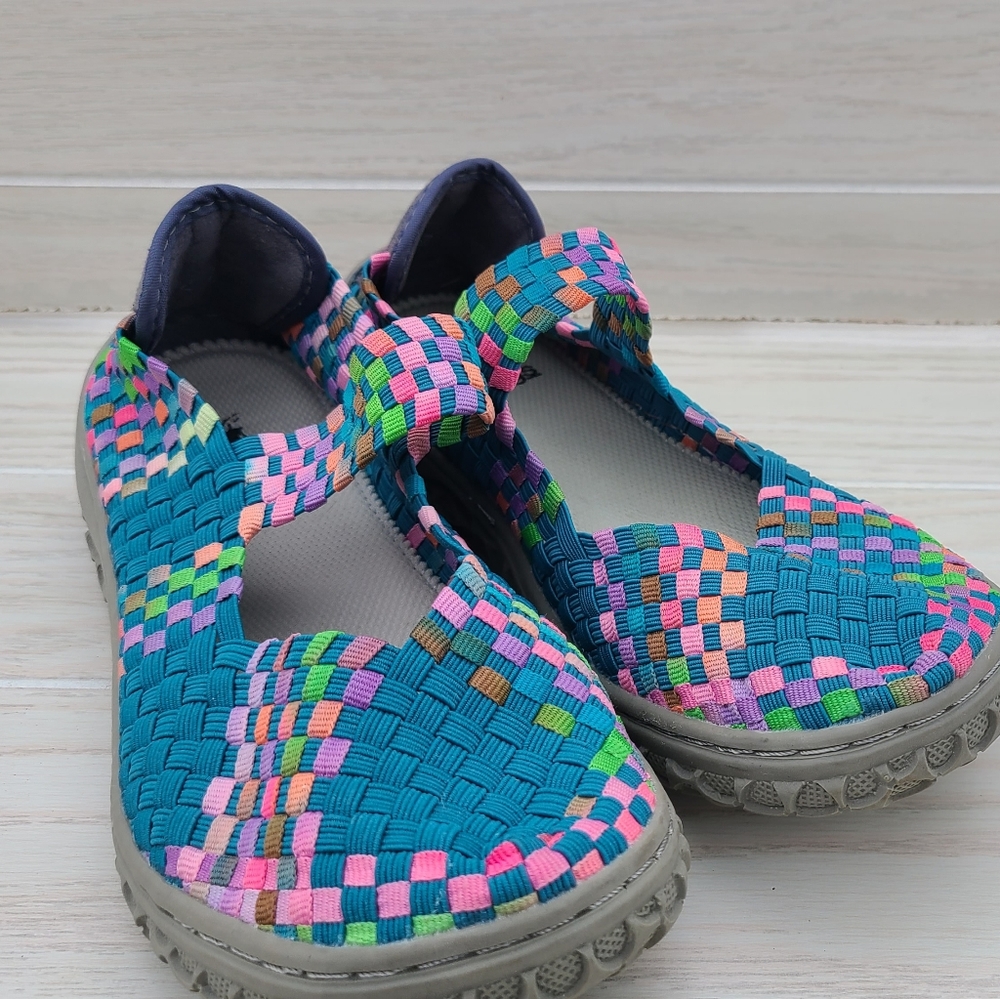 Corkys Liz Womens Size 7 Slip On Shoes Mary Jane Woven Strap Stretch